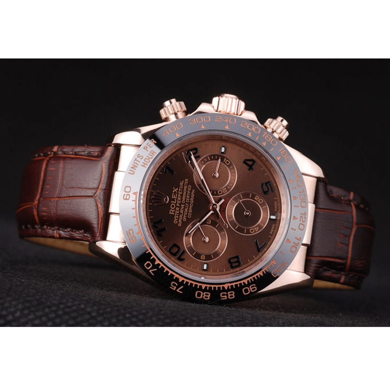 MiroTime 0711 Rolex Daytona Rose Gold Case Brown Dial Brown Leather Strap
